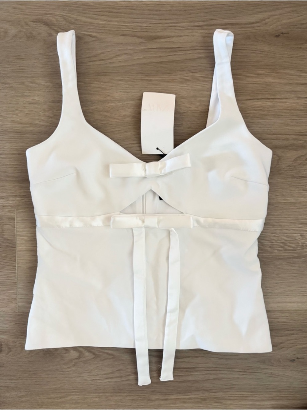 Zara White Bow-Detail Camisole MSRP $50